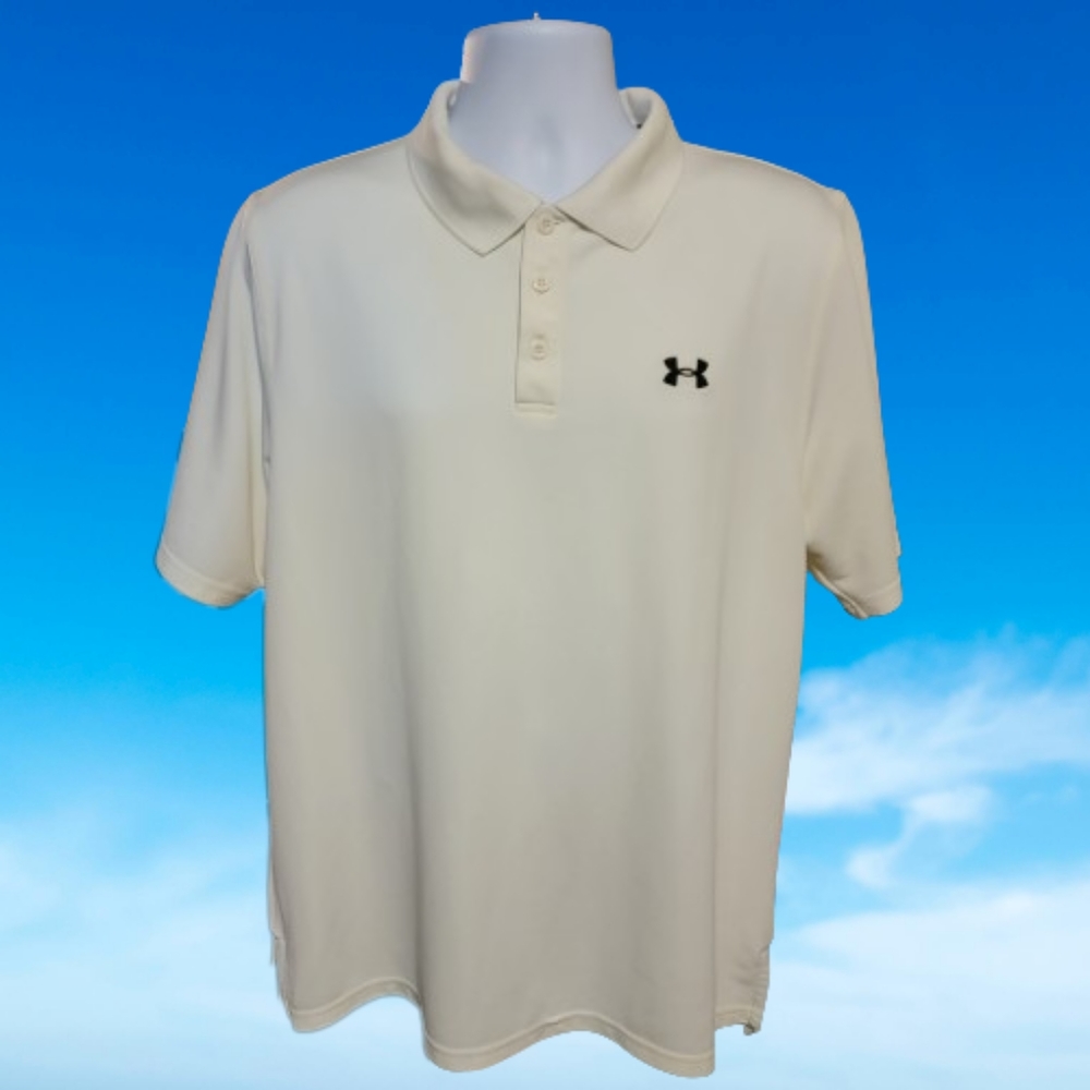 Under Armour Loose Heat Gear White Polo Shirt Size Large